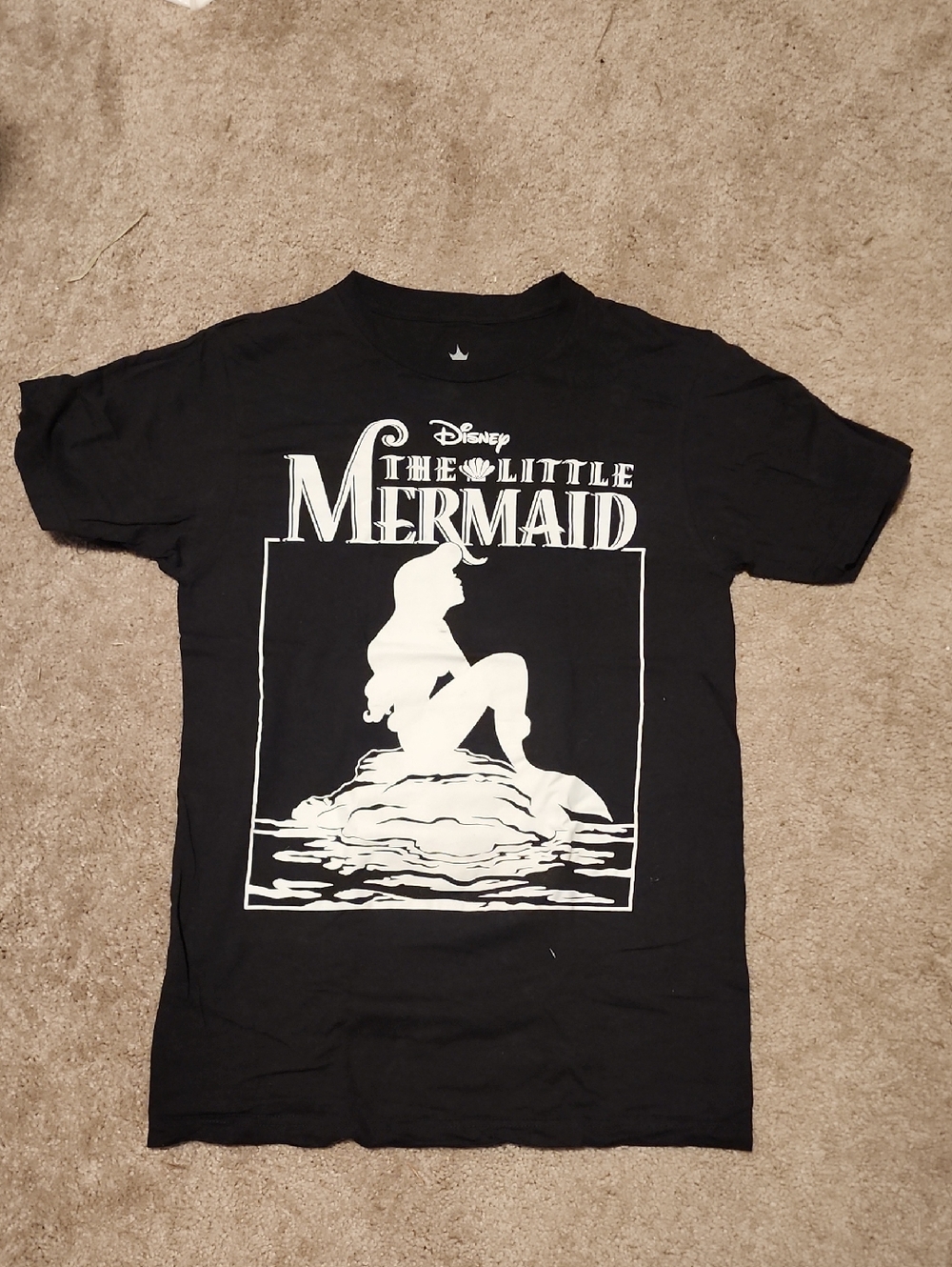 Disney Black The Little Mermaid Graphic Tee with White Ariel Silhouette